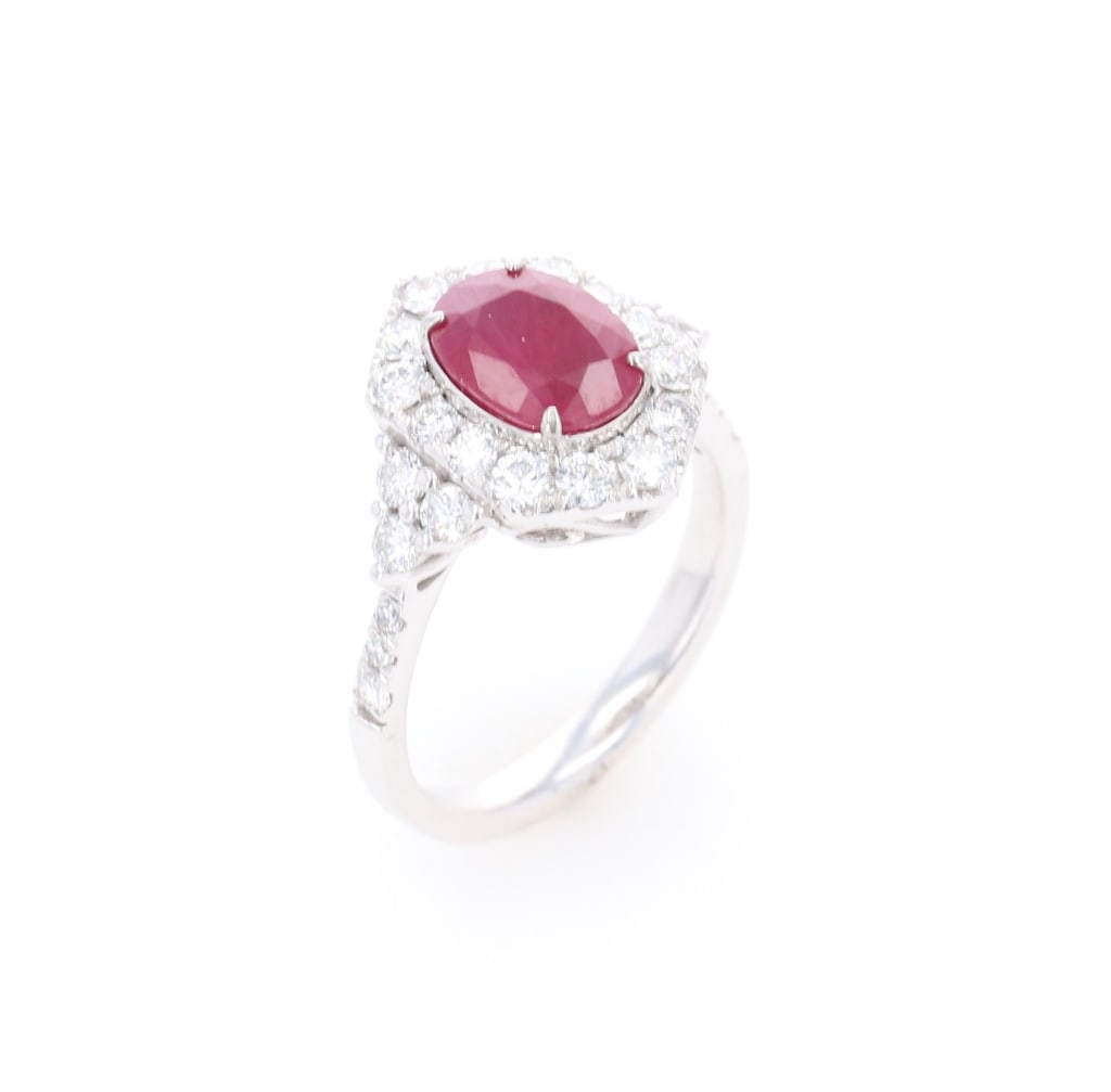 GIA RARE Burmese Ruby VS2 Diamond Platinum Ring - 5