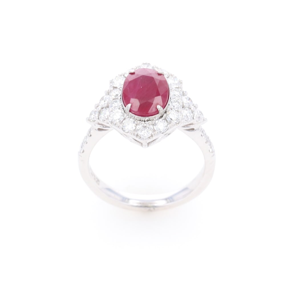 GIA RARE Burmese Ruby VS2 Diamond Platinum Ring - 6