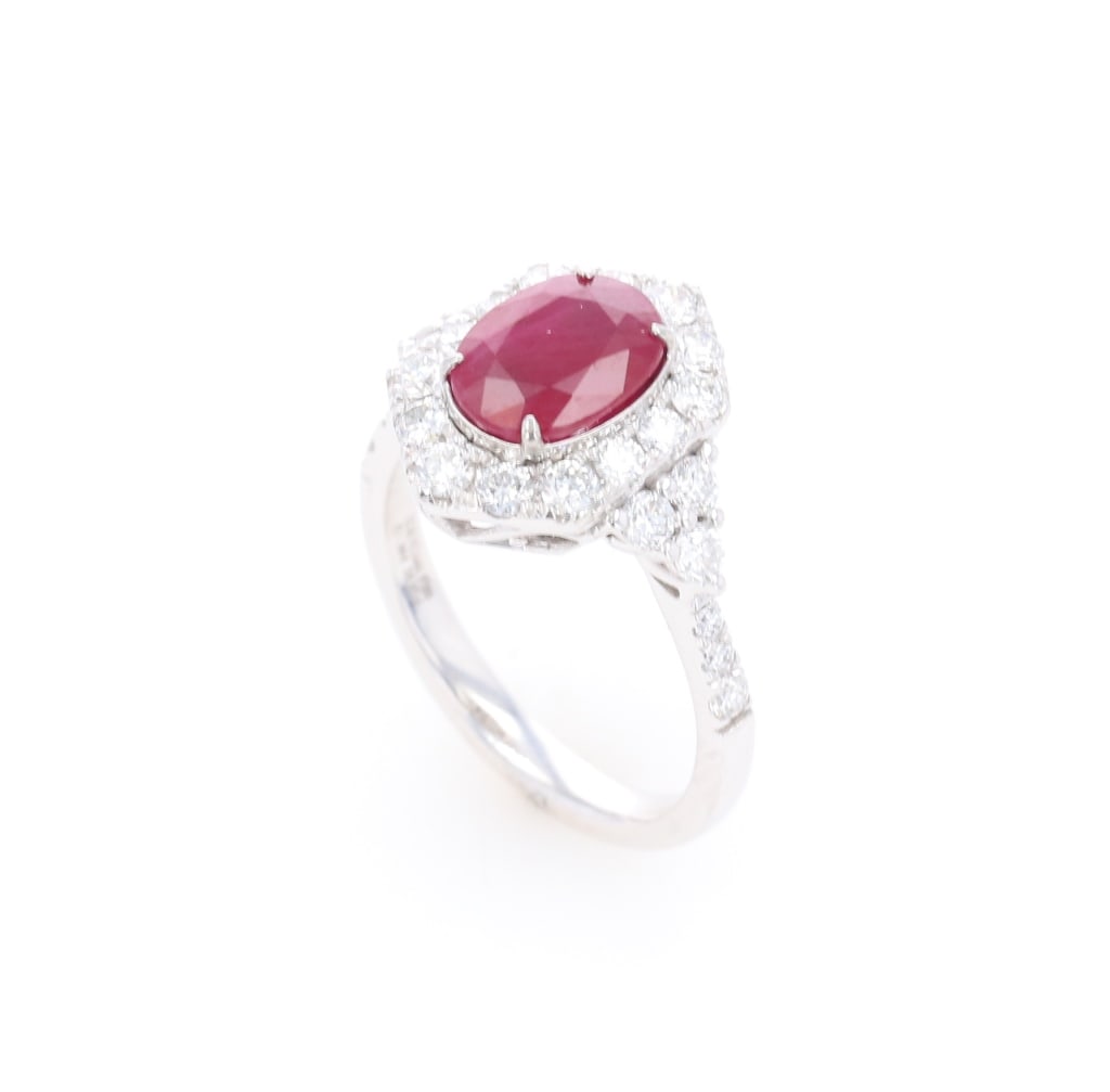 GIA RARE Burmese Ruby VS2 Diamond Platinum Ring - 7