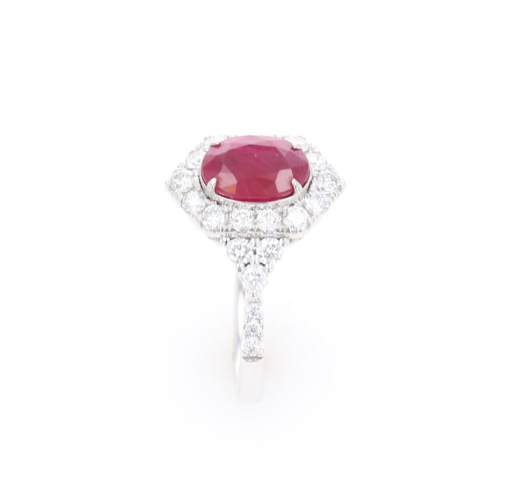 GIA RARE Burmese Ruby VS2 Diamond Platinum Ring - 8