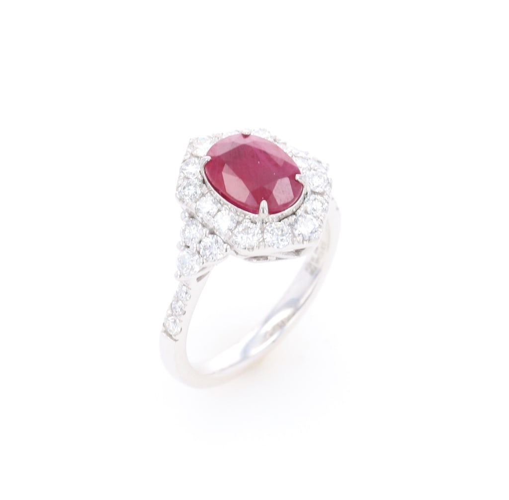GIA RARE Burmese Ruby VS2 Diamond Platinum Ring - 9