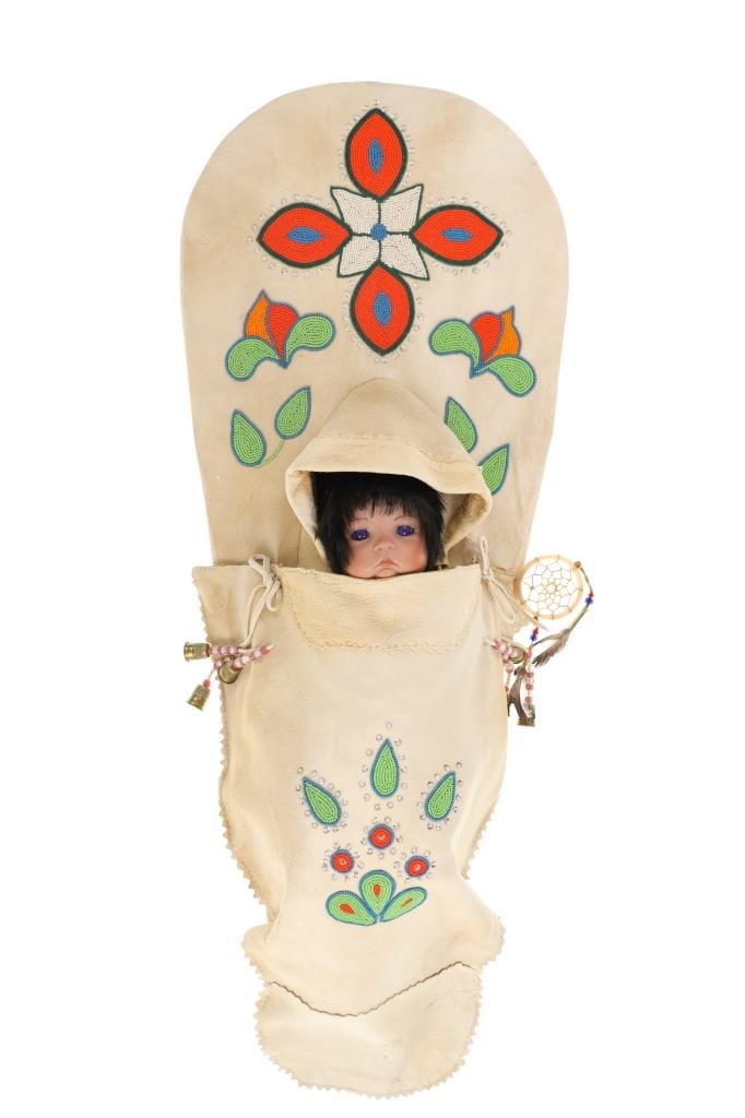 c1950 Kootenai Beaded Cradle Board by Mary Andrews: TBA