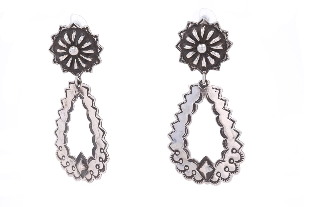 Navajo Randy Begay Jr. Sterling Silver Earrings (1 of 4)