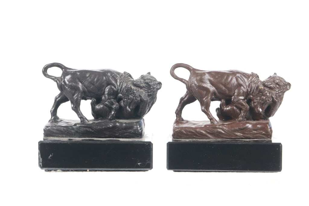 After Isidore Jules Bonheur (1827 - 1901) Bronzes: For your consideration is this set of bronzes titled, "Bear & Bull" originally created by Isidore Jules Bonheur (1827-1901) and Rosa Bonheur (1822-1899), presented by American Bronze Casting LTD in 20