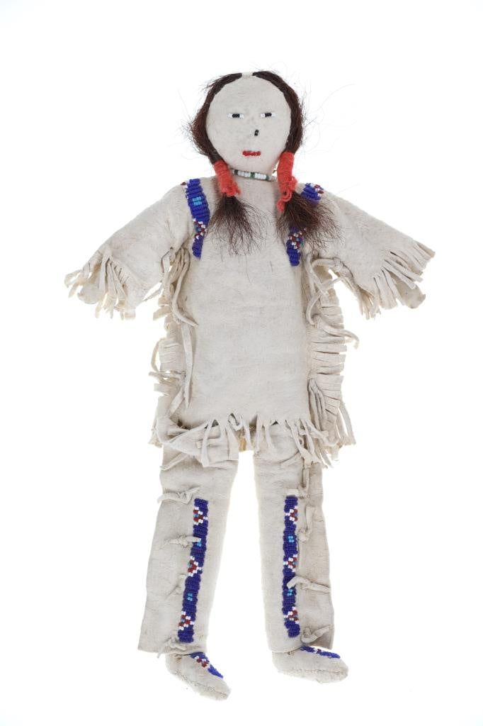 ca. 1930 Blackfeet Beaded Hide Warrior Doll (1 of 4)