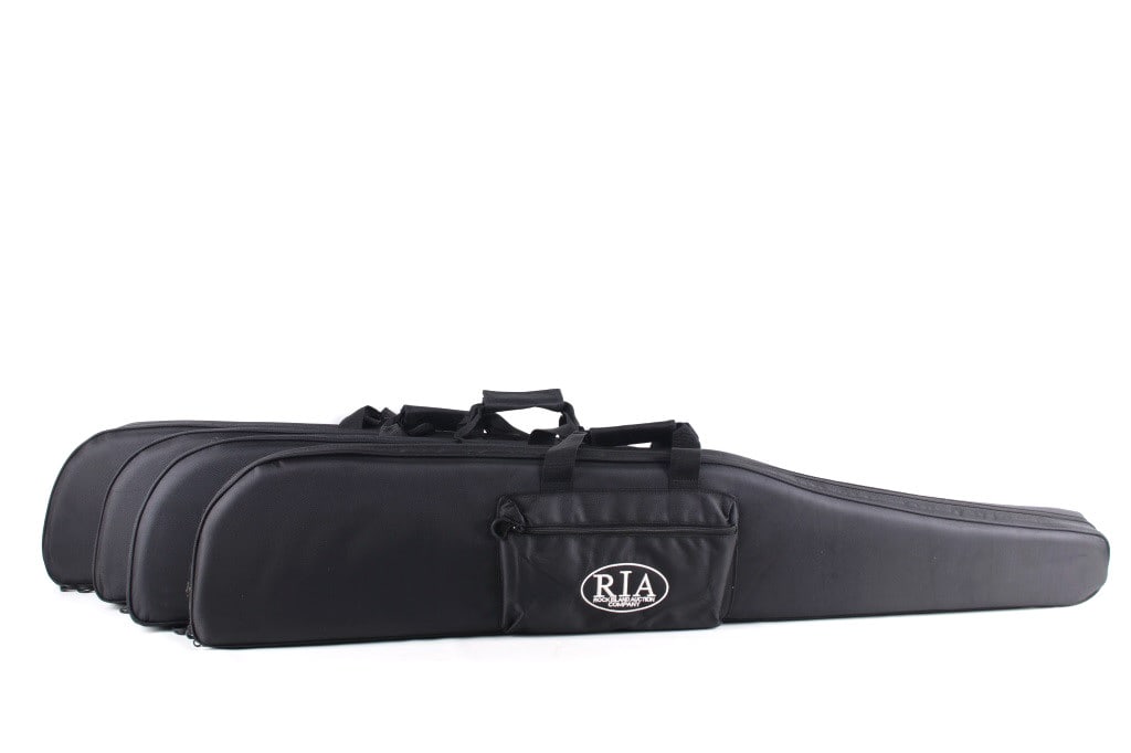 Rock Island Company Rifle Carry Case Collection: Featured in this lot we have a collection of four Rock Island Auction Company nylon rifle carry cases. The cases show sturdy nylon construction with thick foam padding across both side. The right side