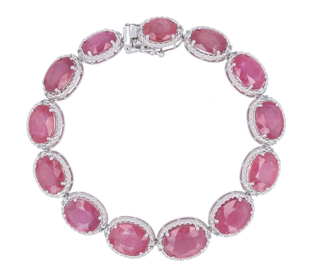 Beautiful Ruby Corundum & Diamonds Tennis Bracelet (1 of 6)
