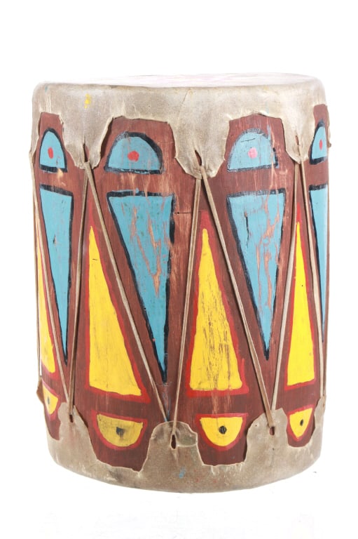 Cochiti Pueblo Polychrome Parfleche Drum 1930s-50s (1 of 7)