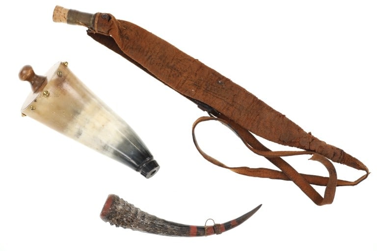 Powder Horns & Leather Shot Bag 1890s-1900s (1 of 10)