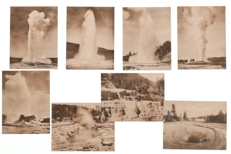 J. E. Haynes Yellowstone National Park Photos: For your consideration are Original F. J. Haynes Yellowstone National Park Photographs, circa 1910-1920s. These are all large format photographs in Yellowstone National Park and are all stamped on the