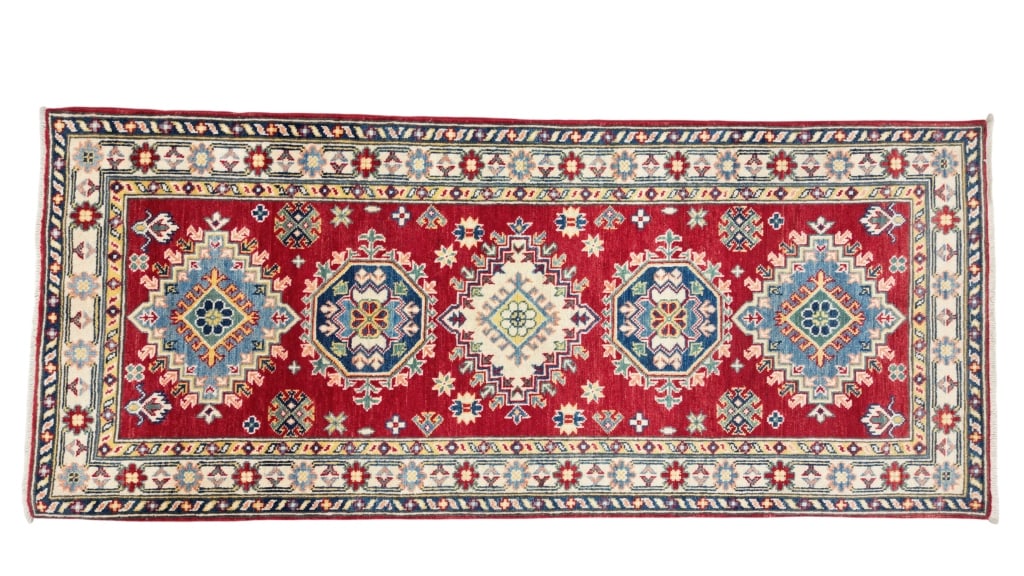 1930's Kazak Persian Hand Knotted Wool Runner Rug (1 of 6)