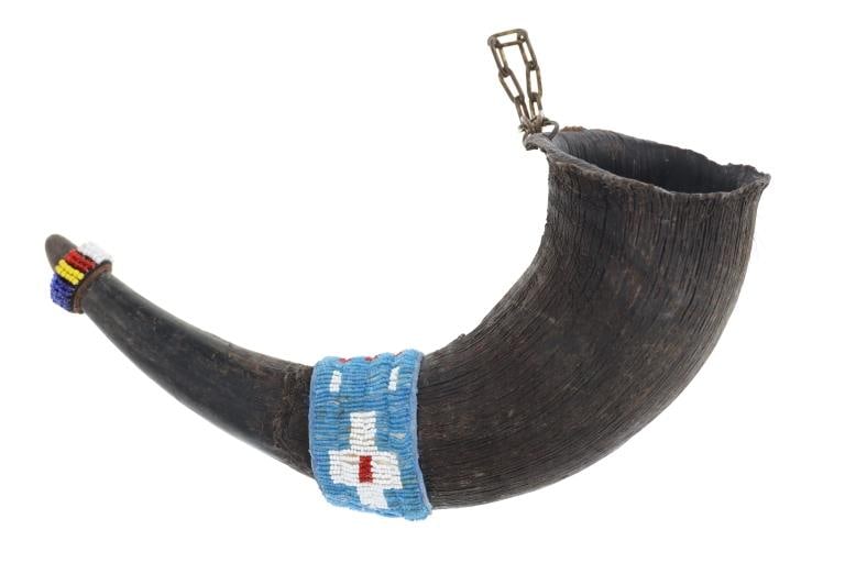 Late-1800's Lakota Sioux Beaded Buffalo Horn Cup: TBA