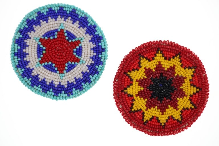 Lakota Sioux Fully Beaded Hide Belt Buckle Pair (1 of 5)