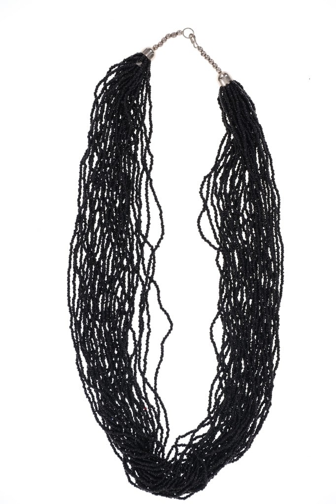 Multistrand Black Seed Bead & Silver Necklace (1 of 4)