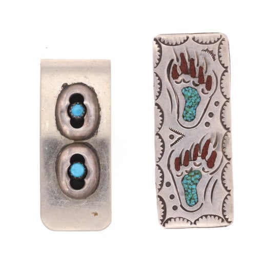 Navajo Silver Bear Paw & Shadowbox Money Clips (1 of 7)