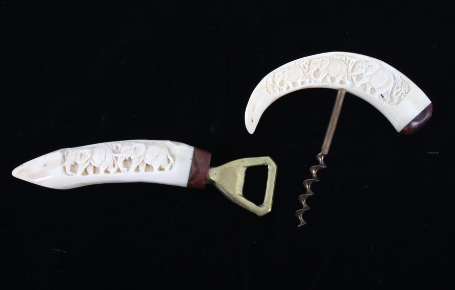 Carved Elephants Boar Tusk Bottle Openers (2) (1 of 14)