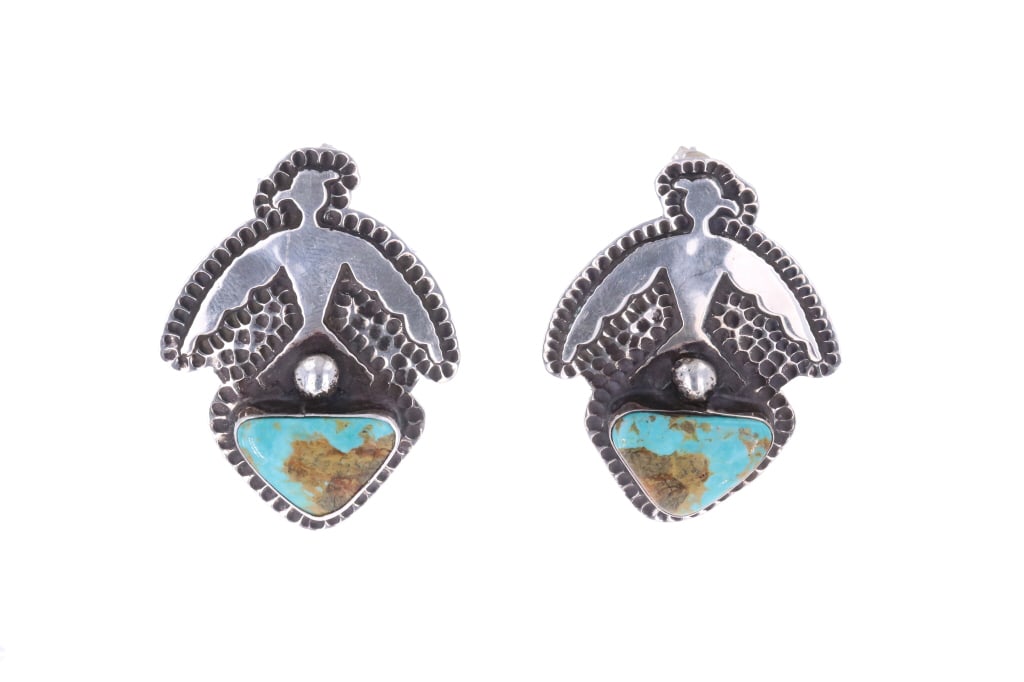 Navajo Randy Begay Sterling Turquoise Earrings (1 of 4)