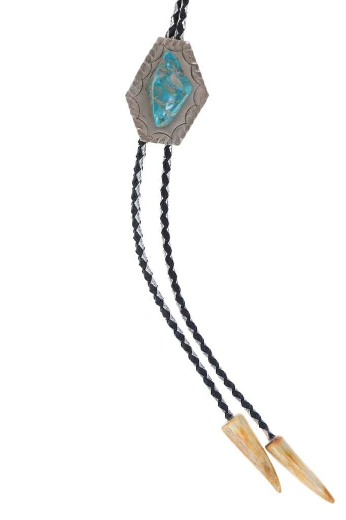 Sterling, Fox Turquoise & Antler Tine Bolo Tie (1 of 4)