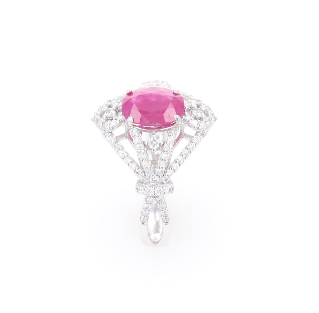 Rare Burmese Ruby GIA Certified Designer Ring - 4