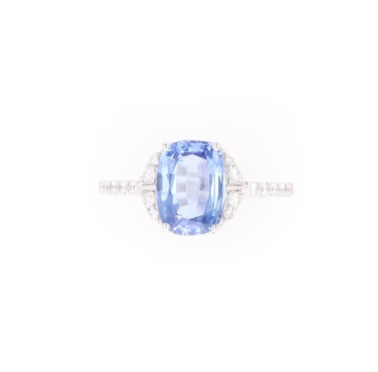2.68ct Sapphire VS Diamond 14k White Gold Ring: Featured in this lot is this2.68ct sapphire VS diamond 14k white gold ring with IAS paperwork. The ring is polished, stamped, and tested 14k white gold construction that is marked as follows: Aaron Ba