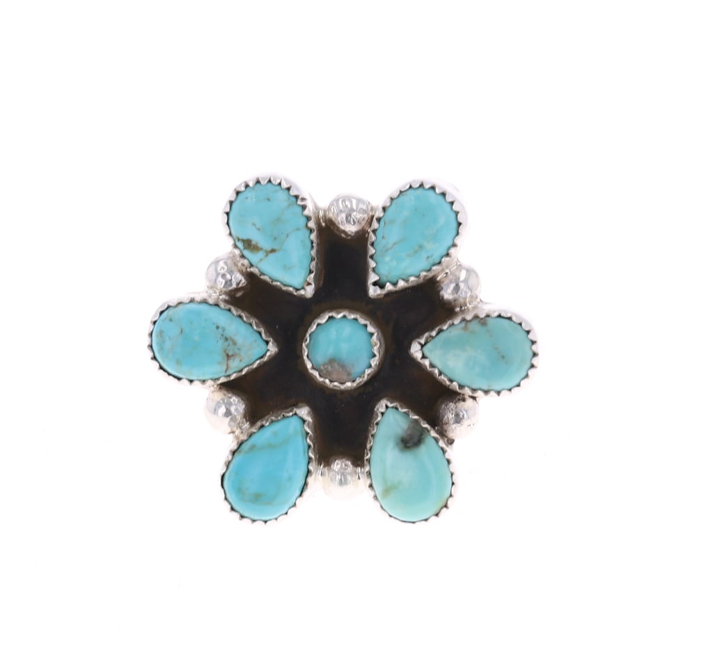 Navajo Sterling Silver Sierra Bella Turquoise Ring: Featured in this lot is this Navajo sterling silver Sierra Bella Turquoise ring. The ring features a wonderfully and professionally crafted sterling silver and Sierra Bella Turquoise construction that