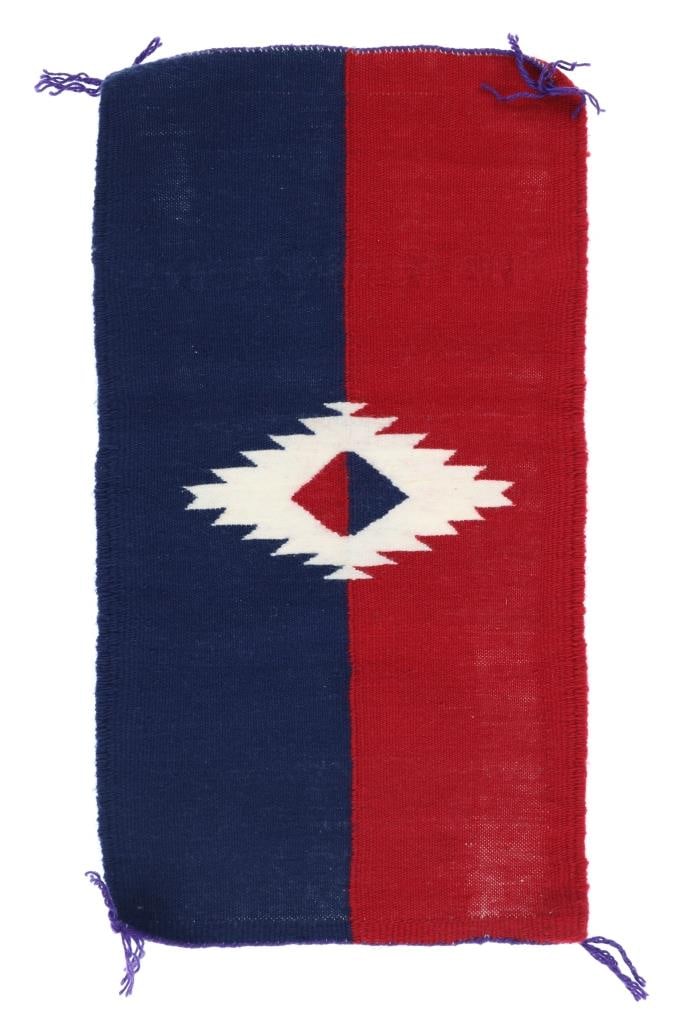 Navajo Amy Renee Martinez Regional Rug c. 2017: Featured in this lot is this Navajo regional red and blue diamond rug from Navajo weaver Amy Martinez circa 2017 (Purchased directly from the weaver in 2017. She spoke to the? weaver directly and the 