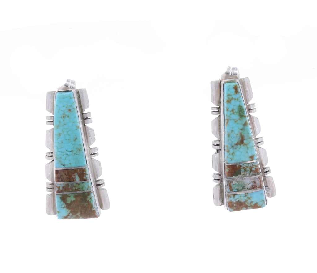 Navajo S. Francisco Sterling Turquoise Earrings (1 of 4)