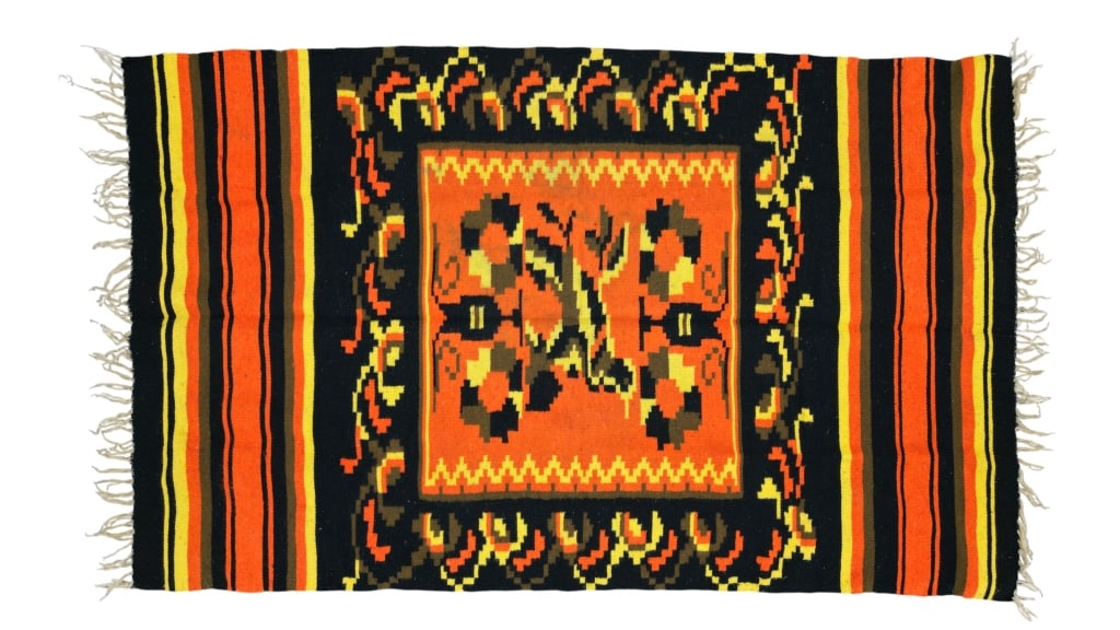Tlaxcala Mexican La Falsa Butterfly Blanket c1960s (1 of 5)