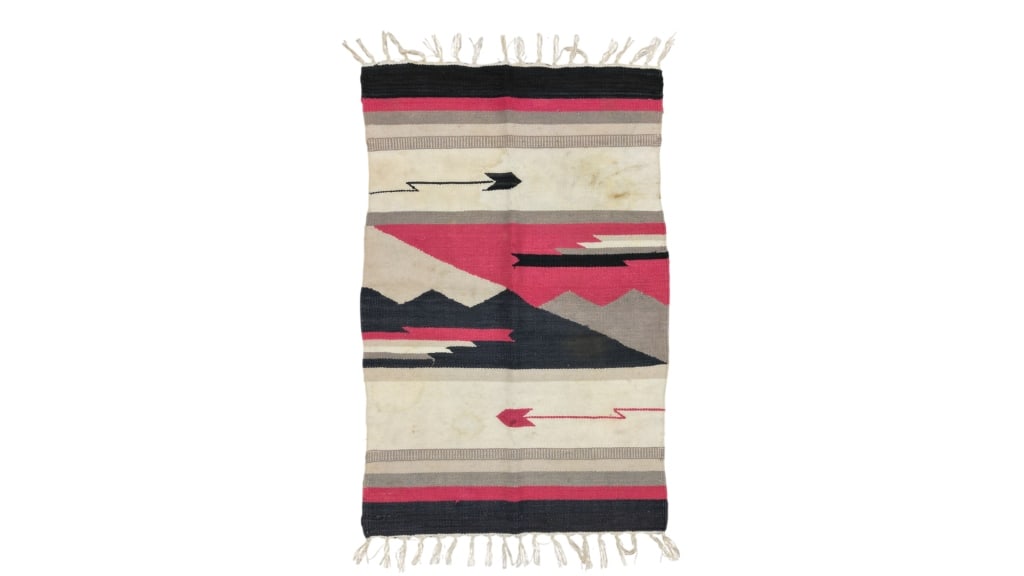 Oaxaca Zapotec Banded Mountain Step Rug c. 1960's (1 of 4)