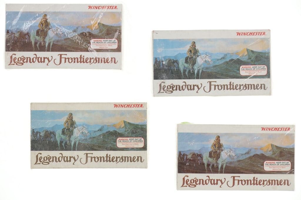 Winchester Legendary Frontiersmen 38-55 Cartridges: Featured in this lot is this collectors group of Winchester Legendary Frontiersmen .38-55 Cartridges. There are four total boxes of cartridges in this collection with a total of 80rds. The information