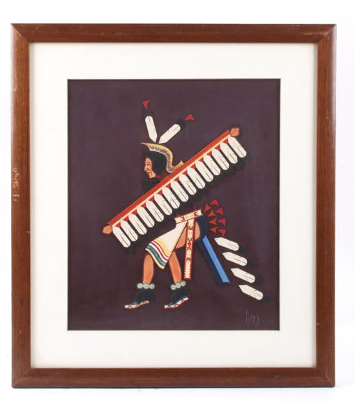 Early Vintage Brule Sioux Broken Rope Gouache Art (1 of 10)