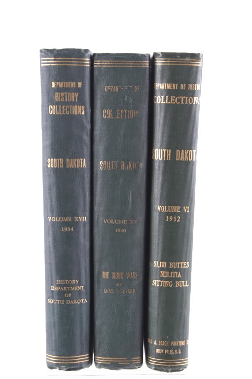 ca. 1912-1934 South Dakota Historical Collections: Featured in this lot are Vintage South Dakota Historical Collections Volumes 6, 15 and 17, circa 1912, 1930 and 1934. Published biennially between 1902 and 1982. This series serves as a vital archival