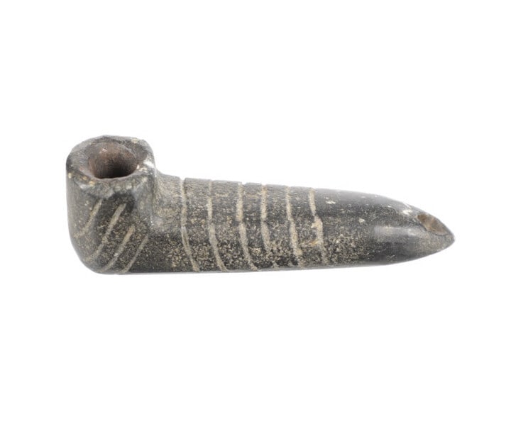 Hopewell Culture Mound Steatite Pipe 4 1/8" RARE (1 of 10)