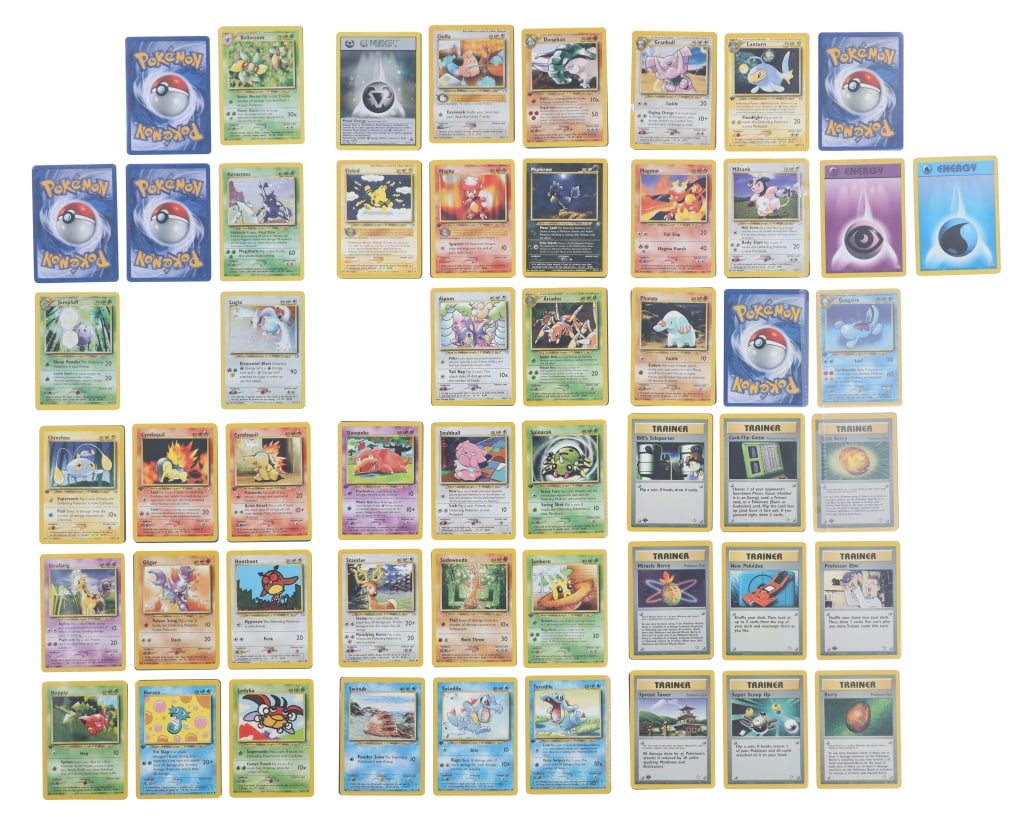 Pokemon Neo Series Neo Genesis Semi-Complete Set: Featured in this lot is this semi-complete Pokemon Neo Genesis deck from the Neo Series circa 2000. This was the 8th expansion released by Wizards of the Coast and contained 111 cards when first relea