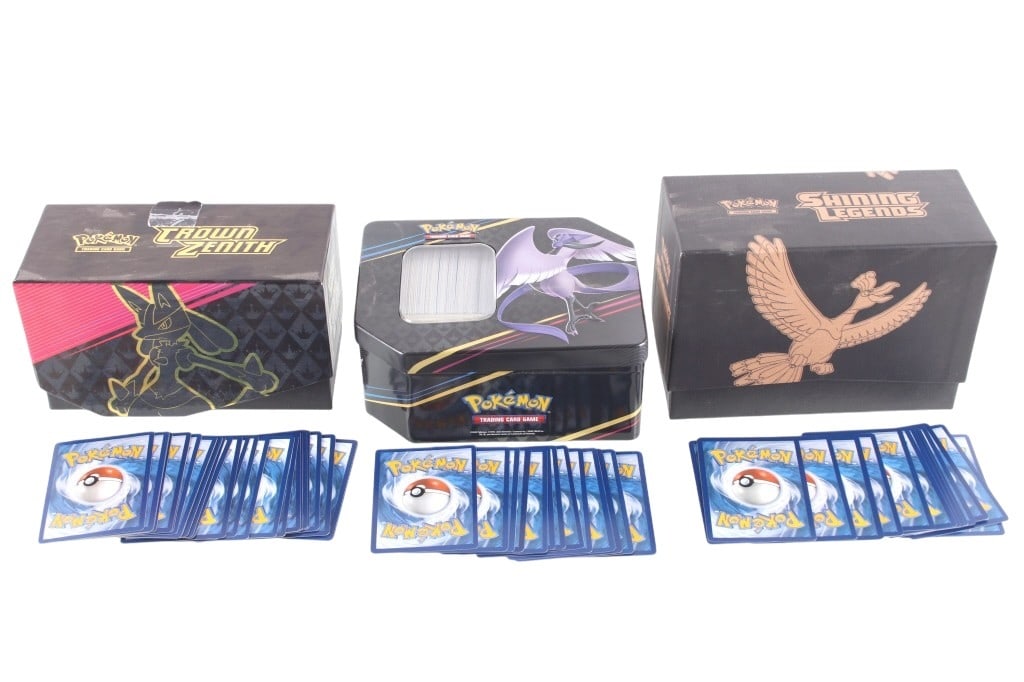 Pokemon Sword & Shield Various Cards (2000+): Featured in this lot are over 2000 Pokemon cards from the Sword & Shield Series circa 2021 to 2023, set in Pokemon card boxes and tins. This lot contains cards from Shining Fates (Sword & Shield Serie