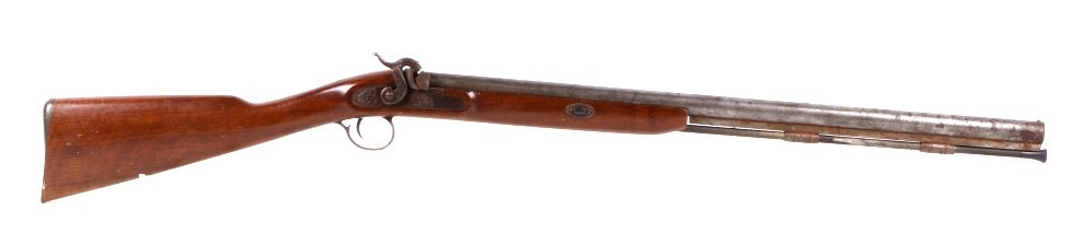 Thompson New Englander 12 Ga Black Powder Shotgun: This is a Black Powder Gun made by Thompson Center Arms and is the New Englander Model 12 Ga Shotgun. This gun is modeled after the Antique Style, but is a more modern gun. This gun makes a great deco