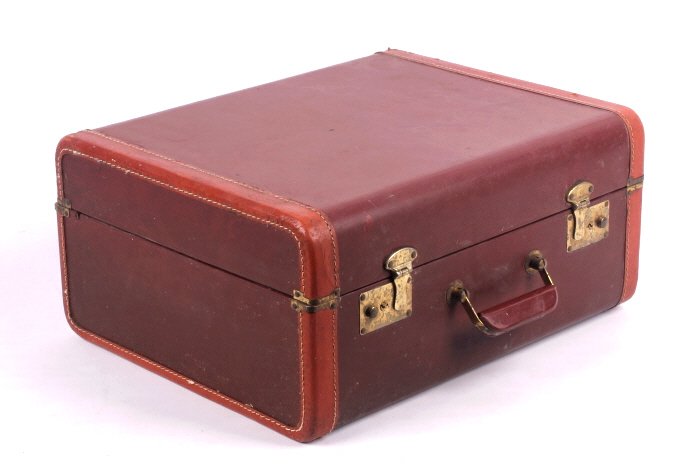 Vintage Decca Portable Record Player: This is an original good condition and working Decca Portable Record Player. The piece has a german record from Bozeman inside. Measures 18.75"x15.5"x8.75"