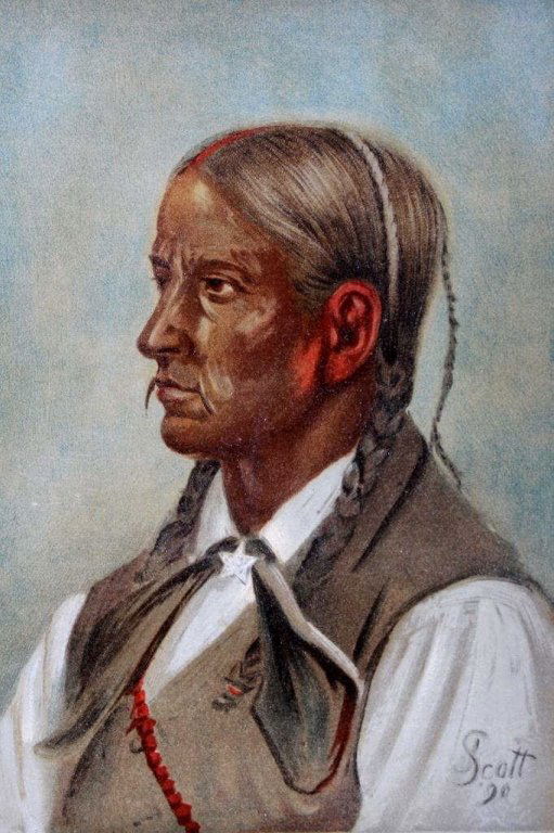 Quanah Chief by Gilbert Gaul (original 1890 print): The piece is marked across the top, "Eleventh Census of the United States Robert P. Porter, Superintendent" and across the bottom as, "Quanah Parker Chief of the Quah-Hah-Das Comanches.-Oklahoma, 1890