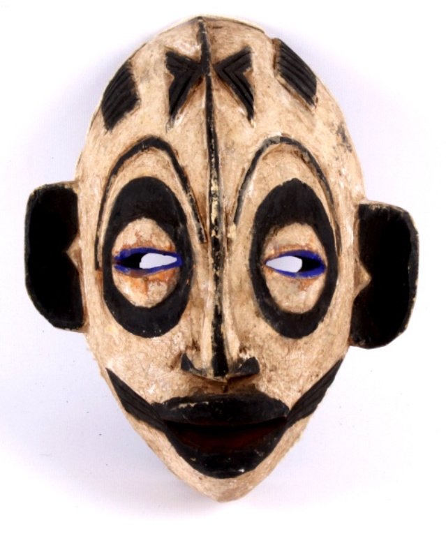 African Pende Mask: This lot features an African Pende mask. It is a hand carved wooden mask in good condition. The mask measures 8" x 10"
