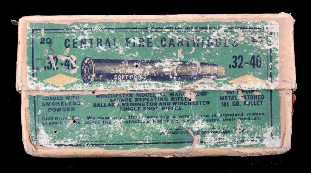 Western .32-40 Smokeless Soft Point Ammo This is a: This is an original box of Western Cartridge Company .32-40 caliber smokeless powder central fire soft point ammo. The bullets are for Winchester Model, Marlin, Savage Repeating Rifle, Ballard, Reming