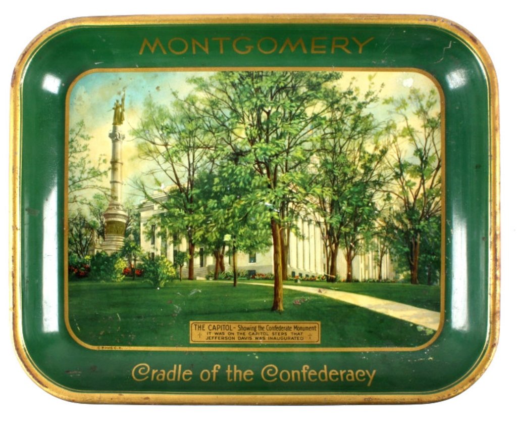 Montgomery Beverage Tray This lot features a bever: This lot features a beverage tray. It reads "Montgomery Cradle of the Confederacy. The tray is in good condition and measures 10.5" x 13"