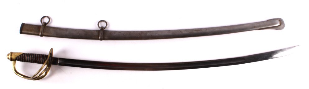 Replica Ames Civil War Cavalry Saber This lot feat: This lot features a replica Civil War cavalry sword. The sword is marked "U.S. ADK 1862 AMES MFG Co. CHICOPEE MASS." The scabbard is marked "ADK". The sword and scabbard are in very good condition. Th