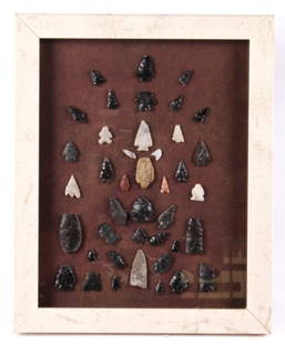 Idaho, Montana, Wyoming Arrowhead Collection The l: The lot features 41 original arrowheads from the Montana, Idaho, Wyoming area. The collection includes points such as: spear heads, bird points, blunt tips for stunning, scrapper, and