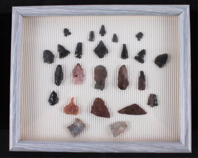 Idaho, Montana, Wyoming Arrowhead Collection The l: The lot features 24 original arrowheads from the Montana, Idaho, Wyoming area. The collection includes points such as: spear heads, bird points, blunt tips for stunning, scrapper, and