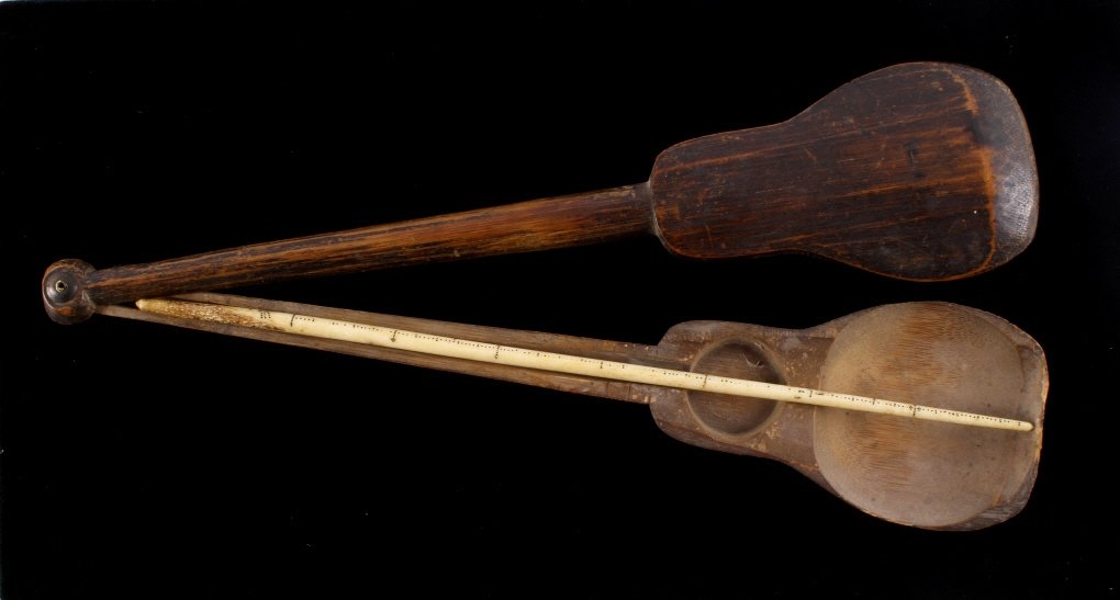 Chinese Opium & Gold Scale circa 1860 This is made: This is made with a matching carved wood pieces with a carved and marked ivory measuring rod. The piece is a Chinese Opium scale used by the railroad and gold miners in the West circa 1860. The scale 