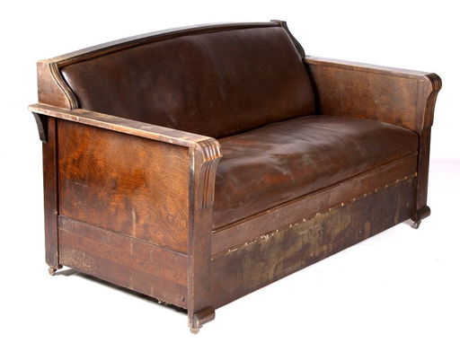 Antique Leather Wood Sleeper Sofa This Is A Beli