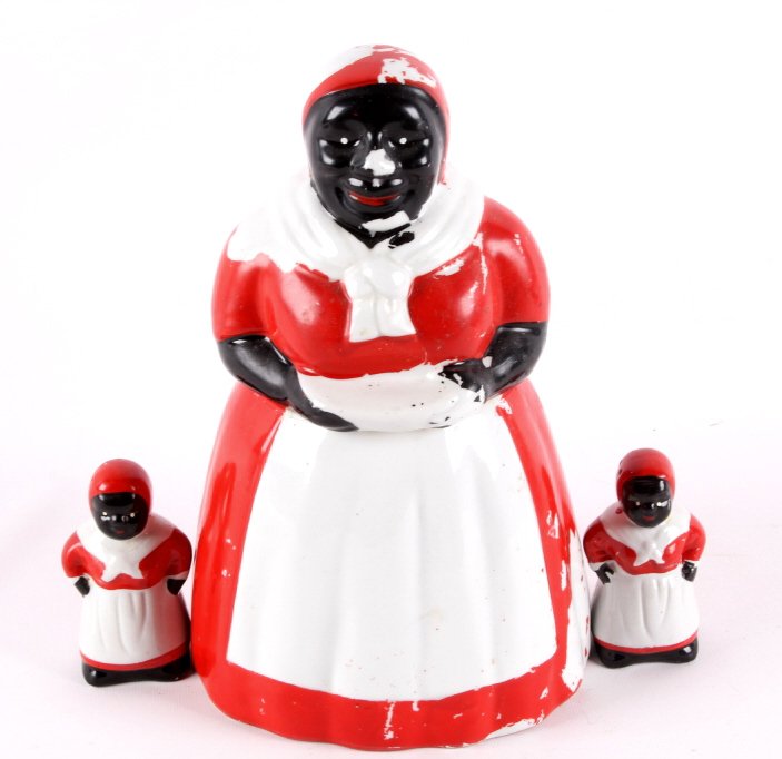1930's Black Americana Mammy Cookie Jar Set The lo