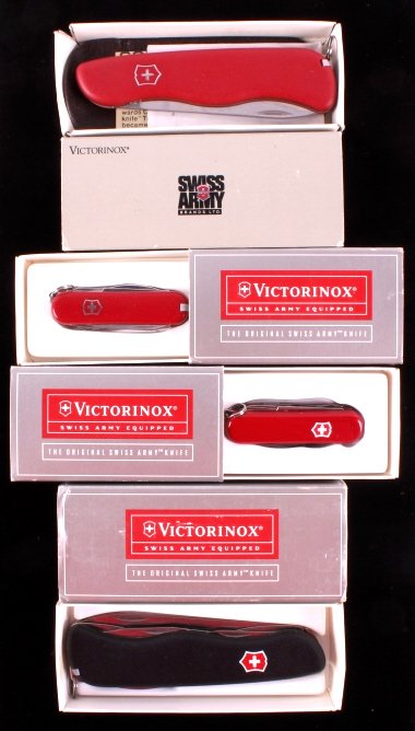 Swiss Army Knife Collection This is a collection o: This is a collection of 4 Swiss Army knives. Included is a Midnite Messenger, a Manager II, a Centurian, and an Alpineer. All the knives are brand new in the box.