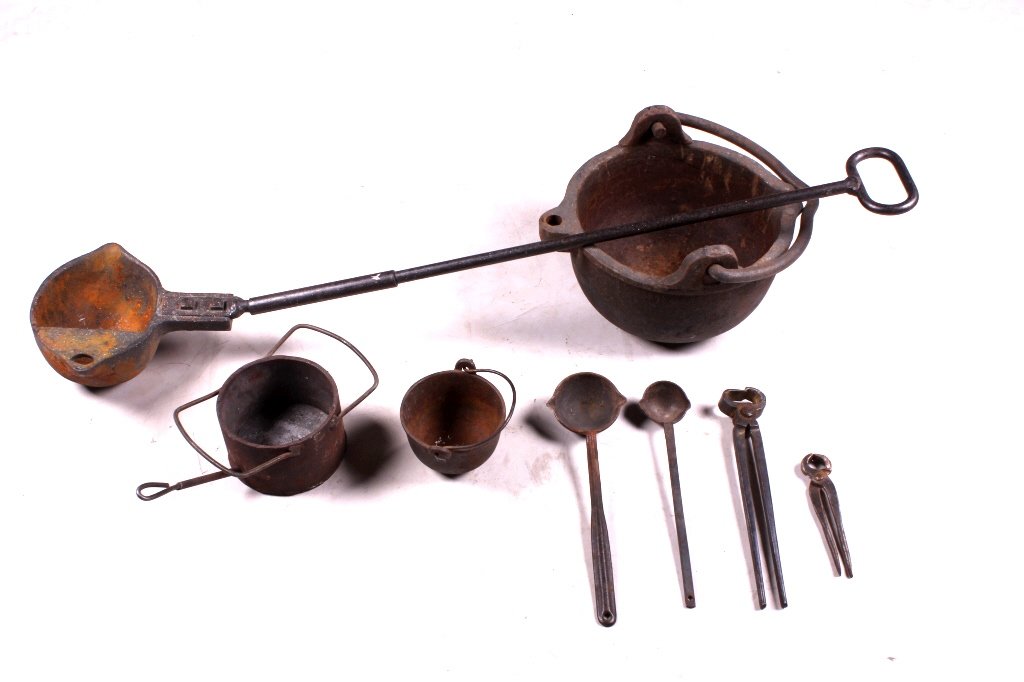 Antique Smelting Crucible with Blacksmith Tools