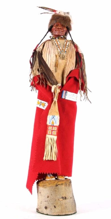 Blackfoot Chief Sculpture by Dave Powell 'CA': This is an original work of art mixed media sculpture handmade by renowned Western and Indian artist Dave Powell born in Kalispell, Montana. Dave Powell is son to one of the most well-known Cowboy art